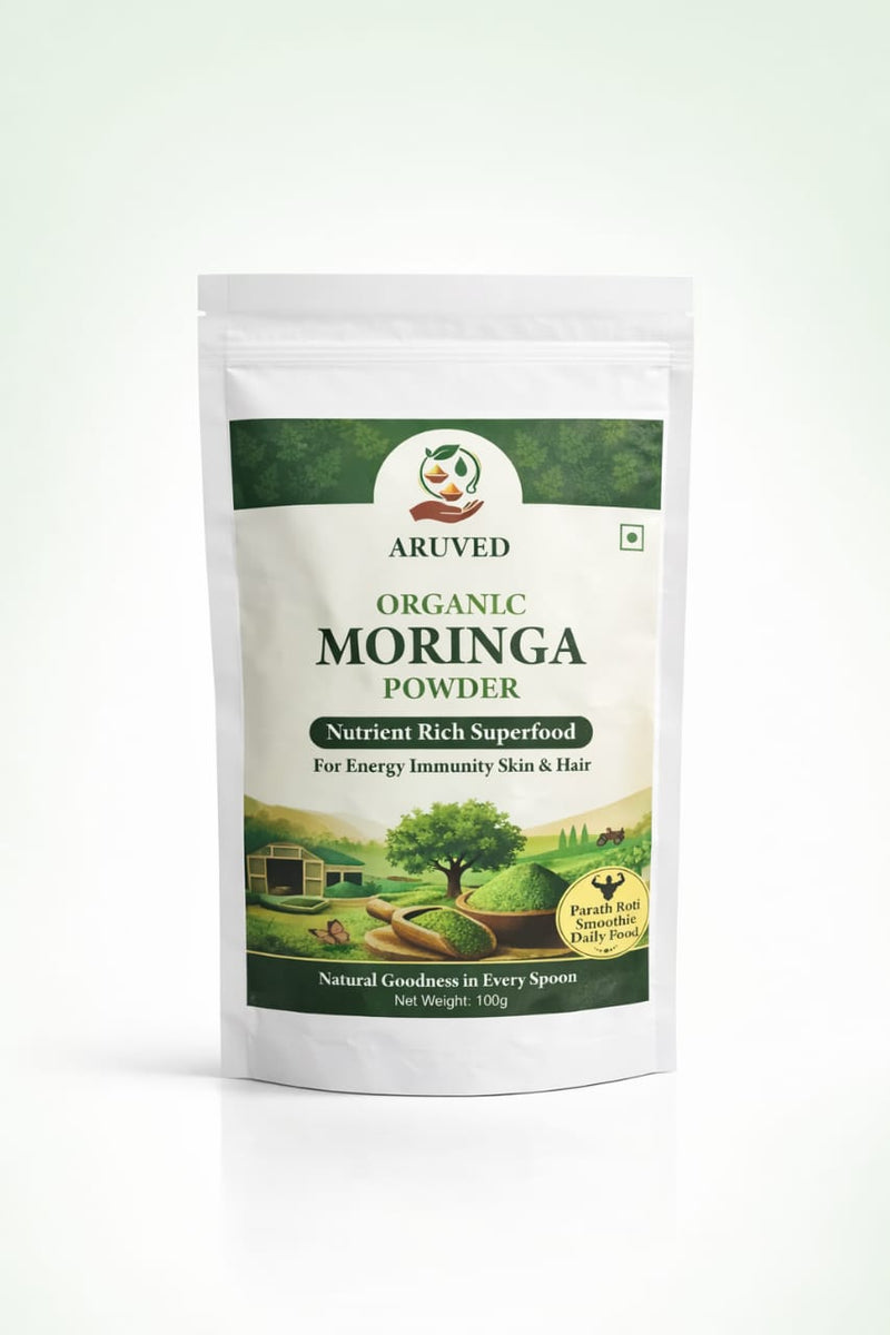 ARUVED Moringa Multivitamin & Antioxidant Powder Vitamins A, B1–B6, C, E & K Superfood | Plant-Based Nutrition for Daily Energy