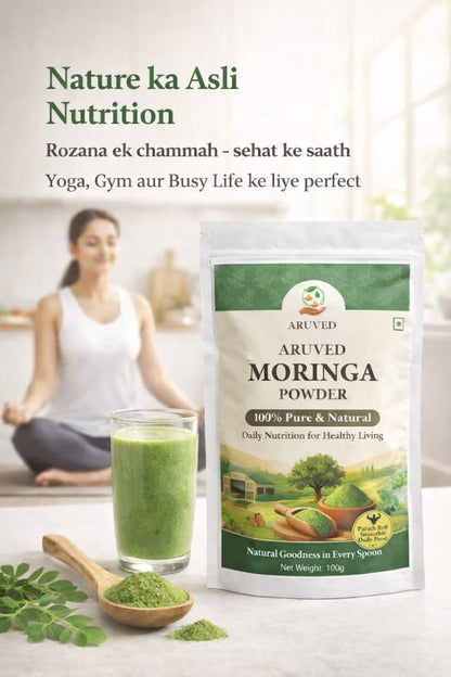ARUVED Moringa Multivitamin & Antioxidant Powder Vitamins A, B1–B6, C, E & K Superfood | Plant-Based Nutrition for Daily Energy