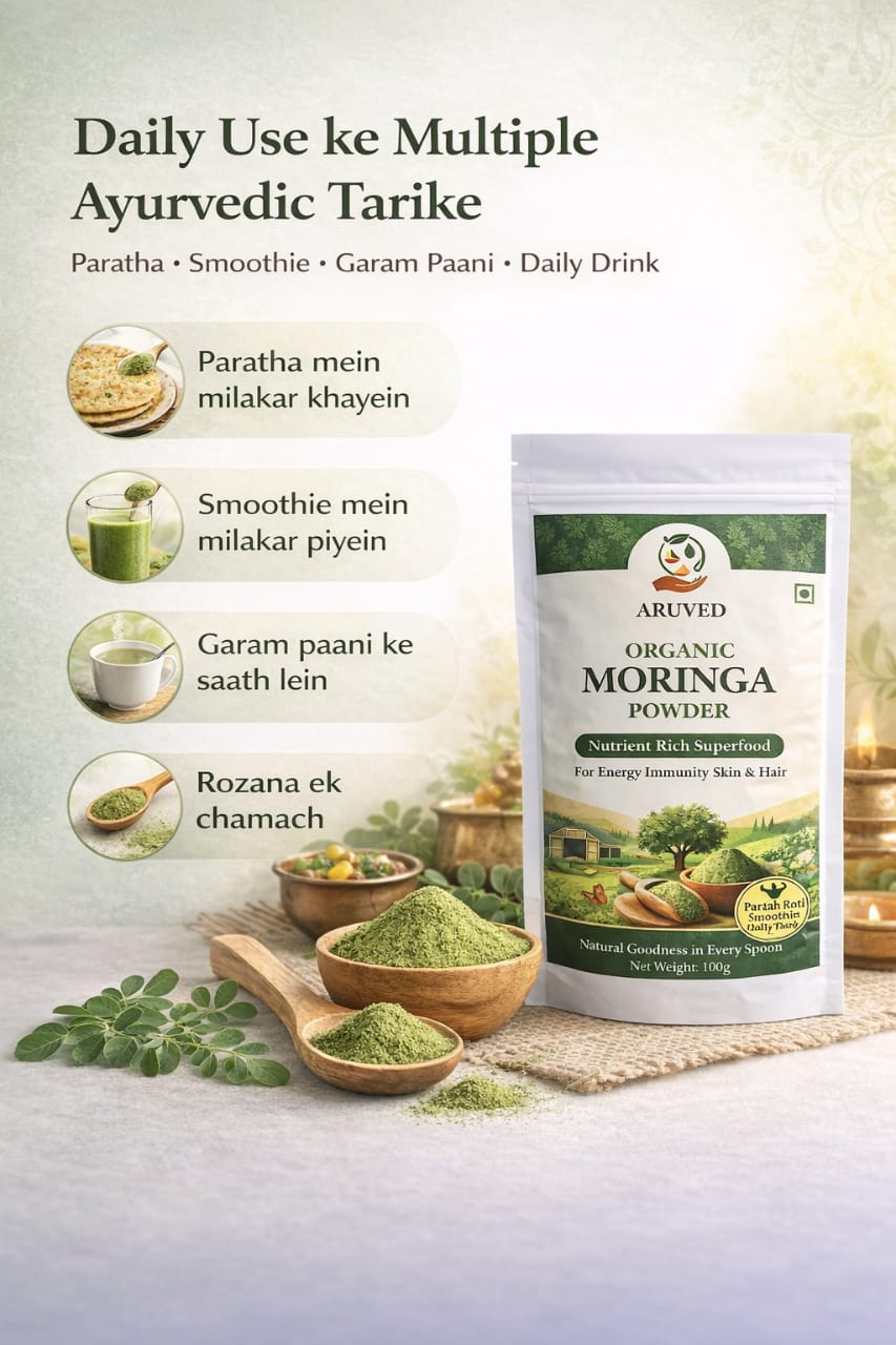 ARUVED Moringa Multivitamin & Antioxidant Powder Vitamins A, B1–B6, C, E & K Superfood | Plant-Based Nutrition for Daily Energy