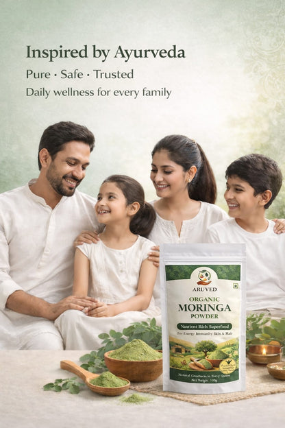 ARUVED Moringa Multivitamin & Antioxidant Powder Vitamins A, B1–B6, C, E & K Superfood | Plant-Based Nutrition for Daily Energy