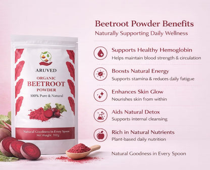 Organic Beetroot Powder | Detox your body, glow your skin, reduce pimples, boost stamina, and support naturally healthy skin.