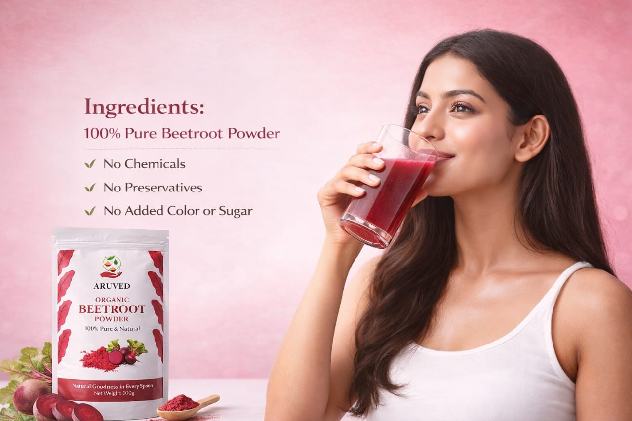 Organic Beetroot Powder | Detox your body, glow your skin, reduce pimples, boost stamina, and support naturally healthy skin.