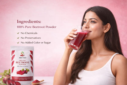 Organic Beetroot Powder | Detox your body, glow your skin, reduce pimples, boost stamina, and support naturally healthy skin.