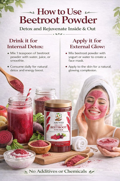 Organic Beetroot Powder | Detox your body, glow your skin, reduce pimples, boost stamina, and support naturally healthy skin.